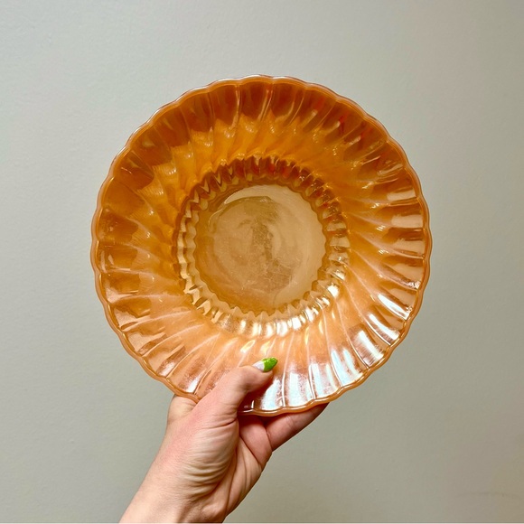 60s Vintage 🍑 Anchor Hocking Fire-King Dinnerware Peach Lustre Serving Bowls (2) - Picture 3 of 8